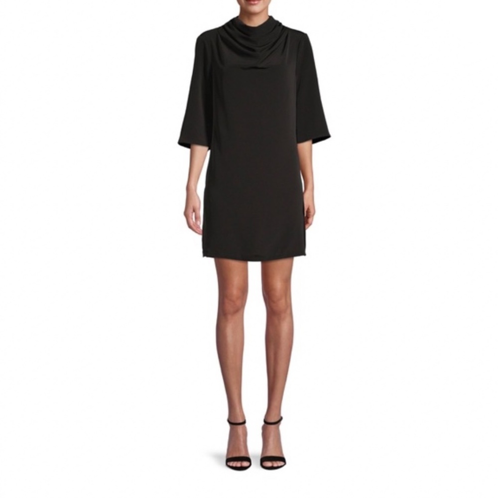 H by Halston cowl little black dress size medium LBD